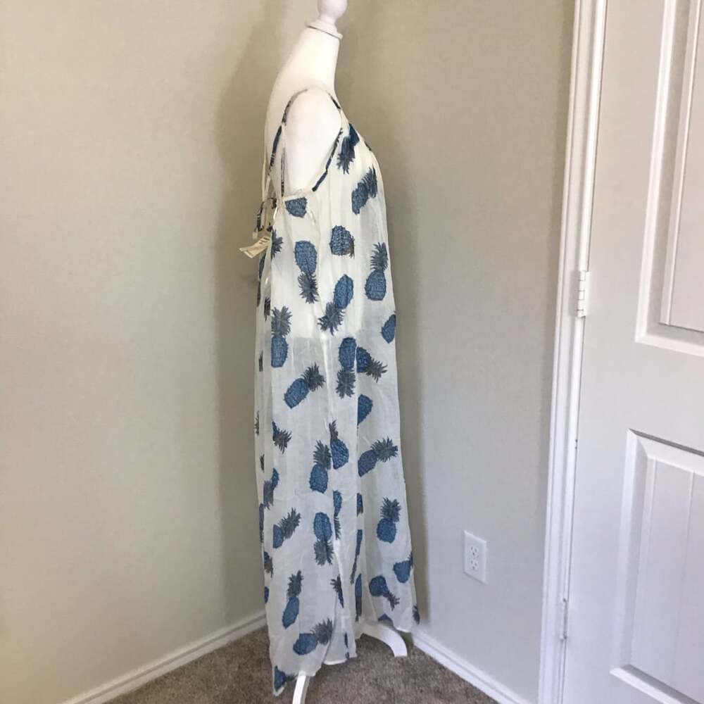Lovestitch Anana Pineapple Print Criss Cross Maxi Dress Cover Up Medium Large - Picture 5 of 11